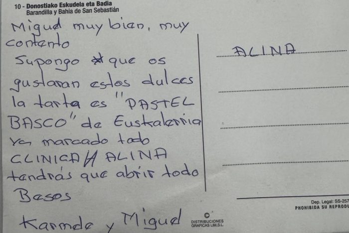 La paciente española envió la carta después de su partida.