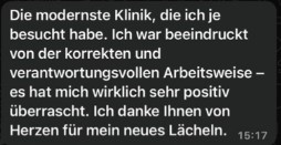 pacient German scrie despre cit de surprins a fost de utilajul modern al clinicii si cit este de pregatiti peronalul acesteia