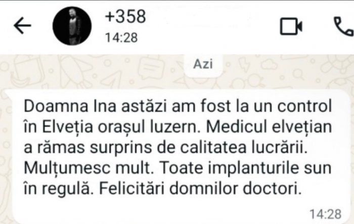 Recenzie din partea unui pacient care a fost surprins de calitatea lucrării efectuate de către medicii clinicii